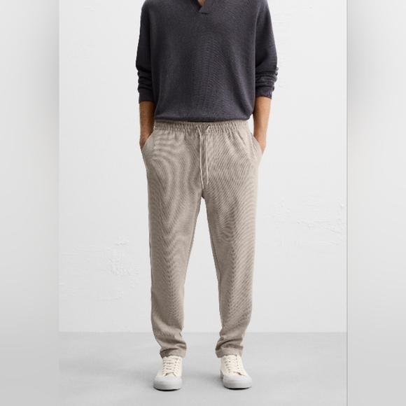 Zara Men Easy Care knit Jogger Pants Stretch Elastic size L - Picture 1 of 8